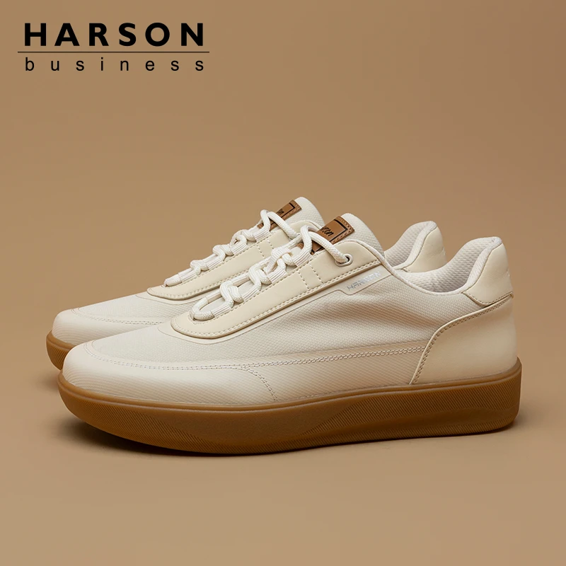 哈森男鞋夏透气时尚厚底休闲板鞋软底网面鞋男士户外极简小白鞋男