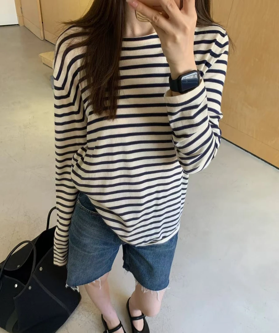 THE XIXI 条纹圆领休闲T恤【no退no换】