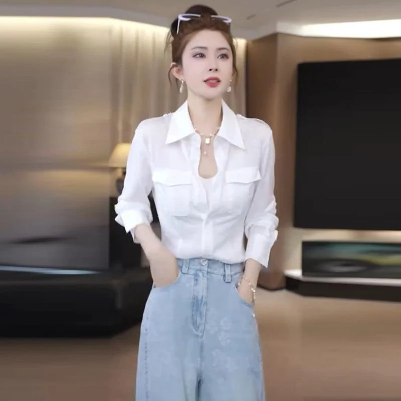 百搭薄款个性独特气质衬衫2025夏季新款淑女精致韩系休闲别致上衣