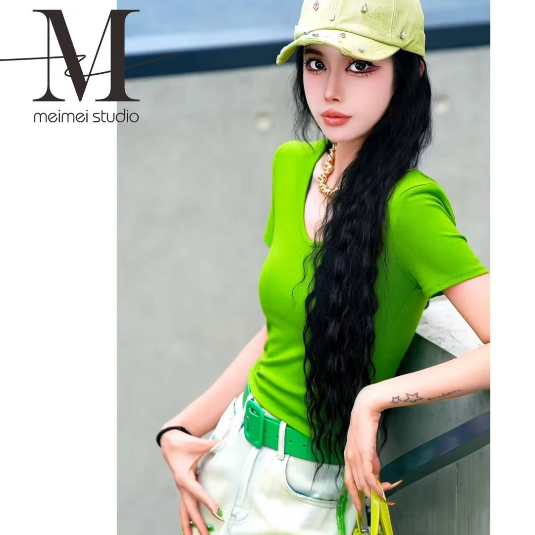 MEIMEI STUDIO【V领】欧货新款时尚百搭短袖203-30372778