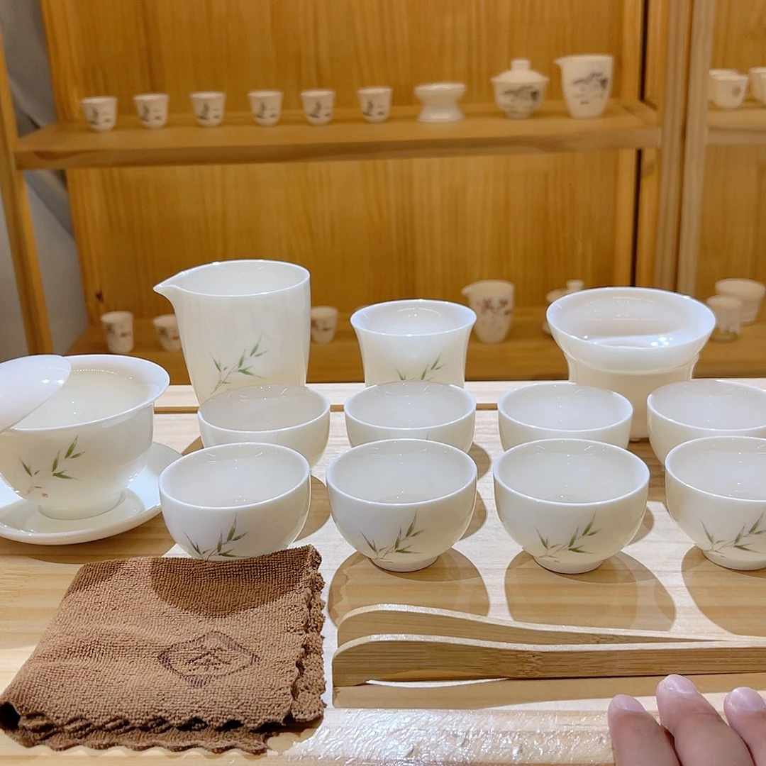 杯玄致羊脂玉瓷茶具套装
