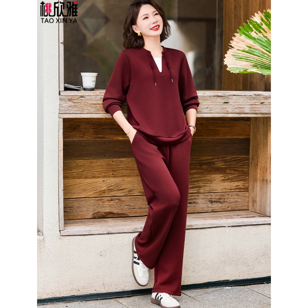 妈妈秋装时尚休闲运动套装2025新款40岁50中老年卫衣女两件套春秋