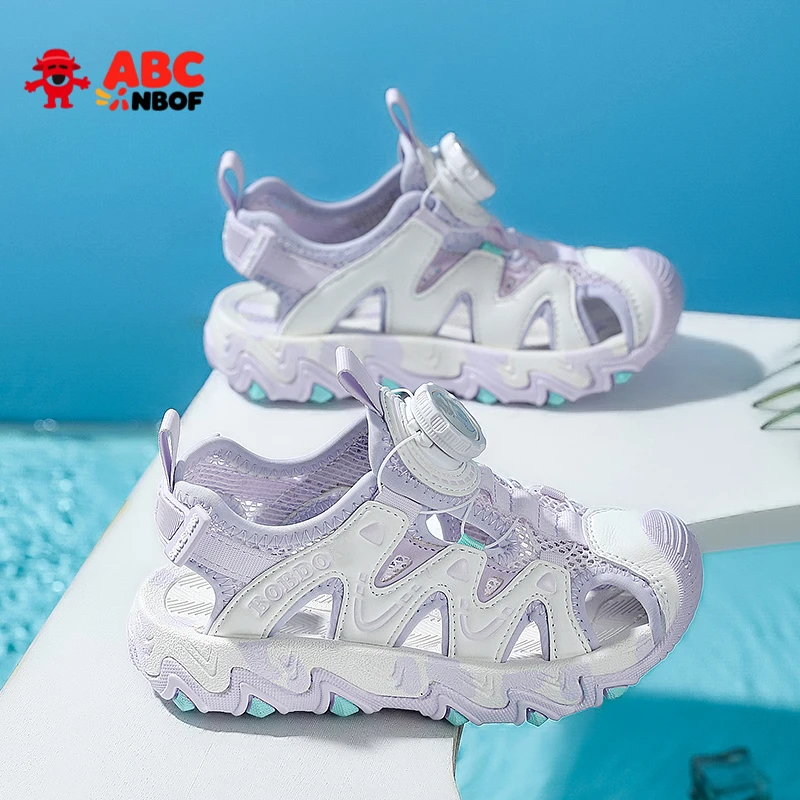 ABC NBOF童鞋凉鞋女童夏2025新款旋转纽扣运动防滑轻便女孩沙滩鞋