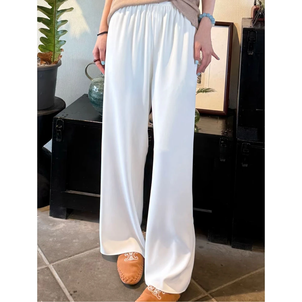 （抖抖裤）2025年allo薄款松紧腰日常通勤极简深刻高腰夏季休闲裤