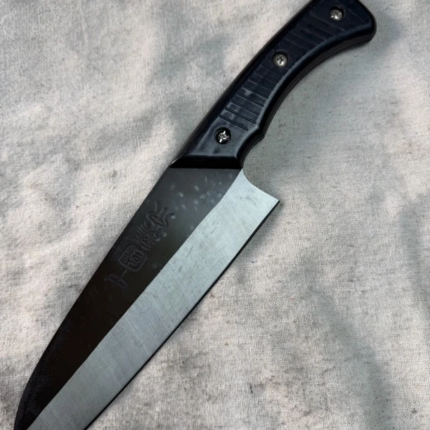 177 龙泉昊天宝剑高锰钢锻打铜装小屠龙刀木炳未开刃