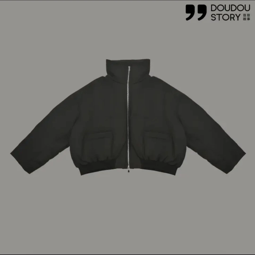 HALUNGLE/海伦格丽    80118   时尚秋冬显瘦中空纱羽绒服短外套