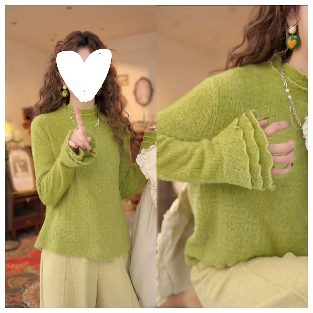 【春山如笑】复古港风针织休闲内搭女宽松上衣C6647