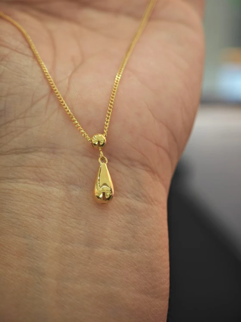 【桃觅】足金999亮面水滴套链