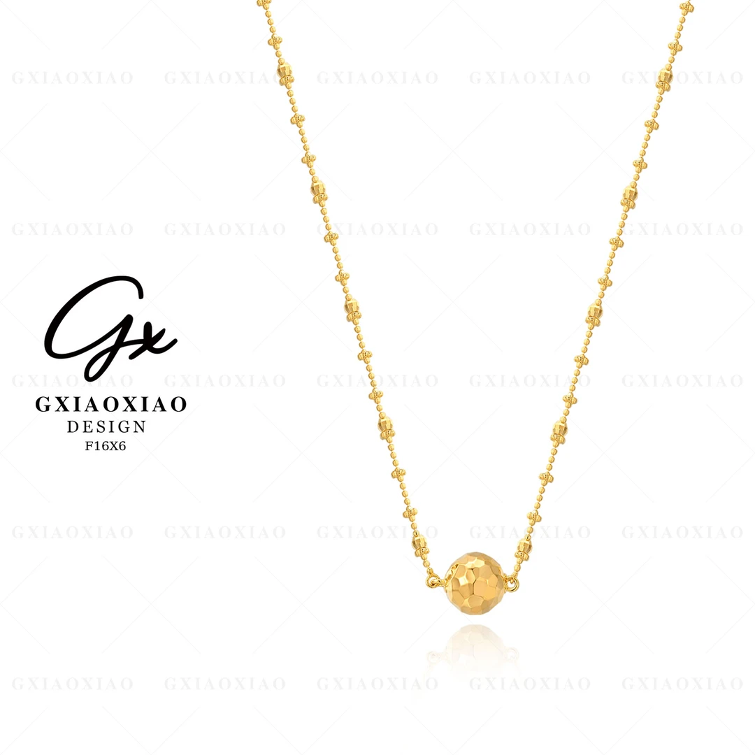 G XIAOXIAO 925银 镀K金【闪耀灯球】高级感球形项链 F16X6 F16X7
