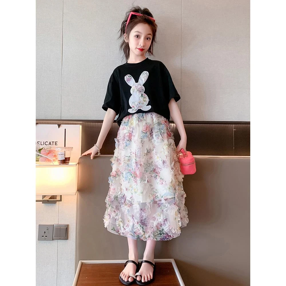 英国MK&DK女童连衣裙2025夏装新款洋气女大童公主半身裙套装