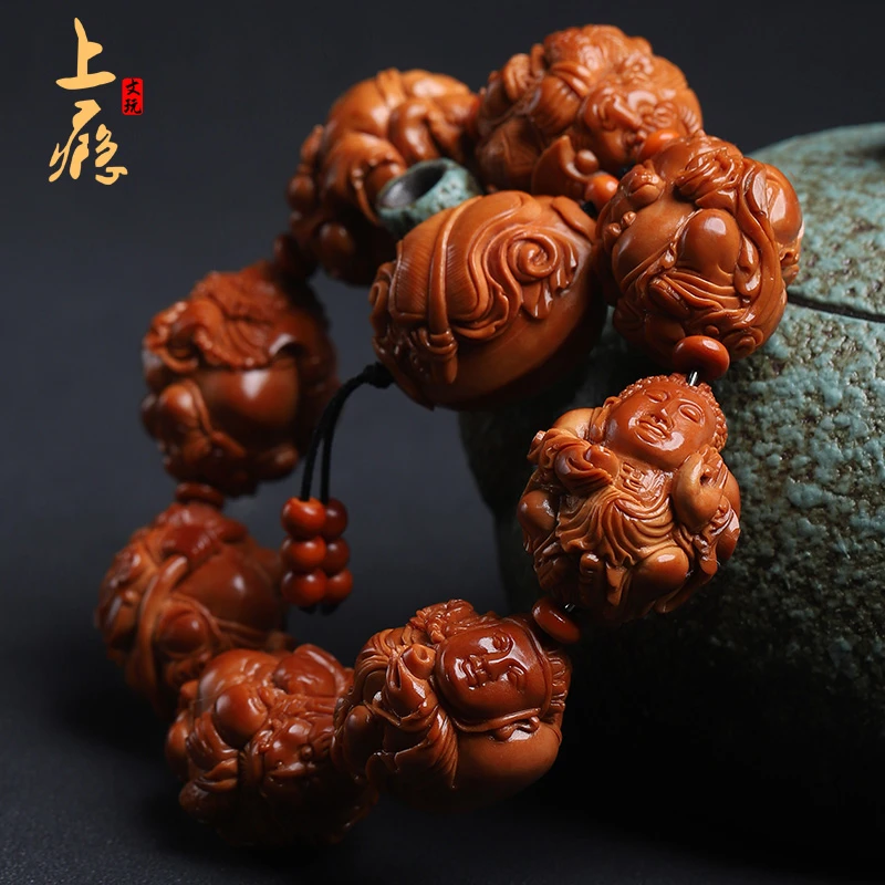 橄榄核手串舟山纯手工雕刻水晶核大籽老料雕刻西游记如来佛收藏级