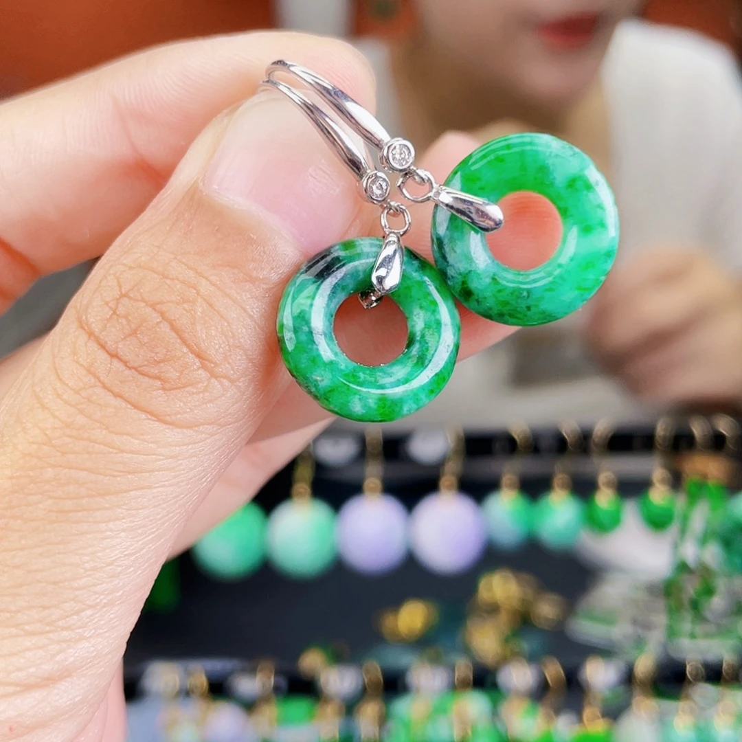 翡翠银S925镶嵌耳饰