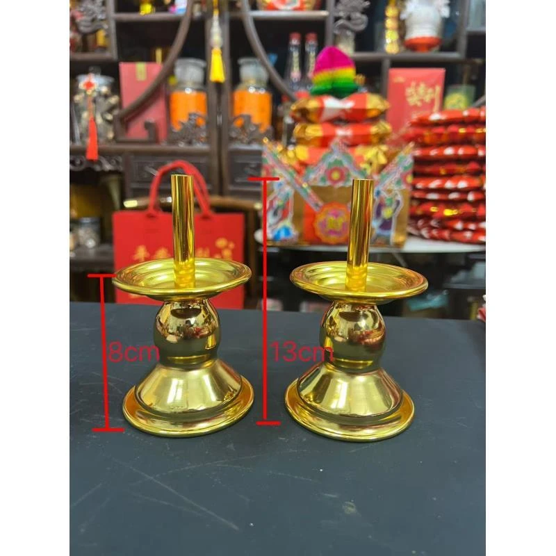 潮汕家用蜡烛台插座合金复古烛台桌面摆件