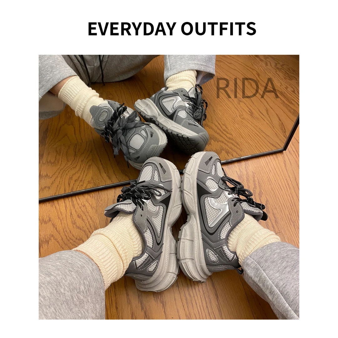 日褡  双抽绳老爹鞋5B22休闲百搭小众春季复古透气  9522-3