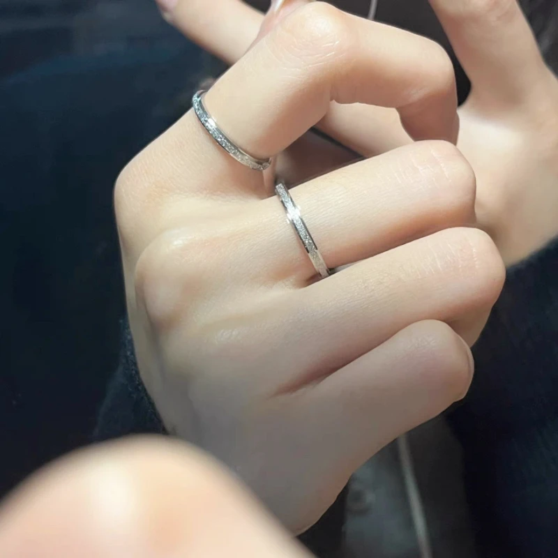 钛钢戒指 不掉色清冷系显白闪银河星光点点简约高级磨砂情侣对戒