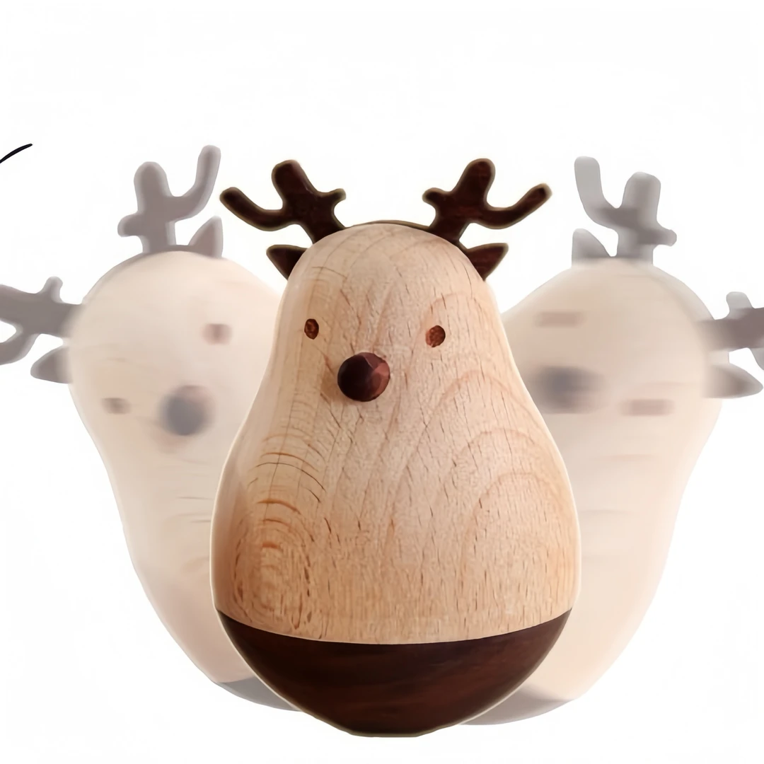 高级实木摆件不倒翁装饰摆件玩具礼物