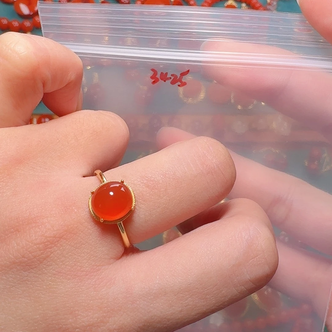 南红玛瑙银S925镶嵌戒指