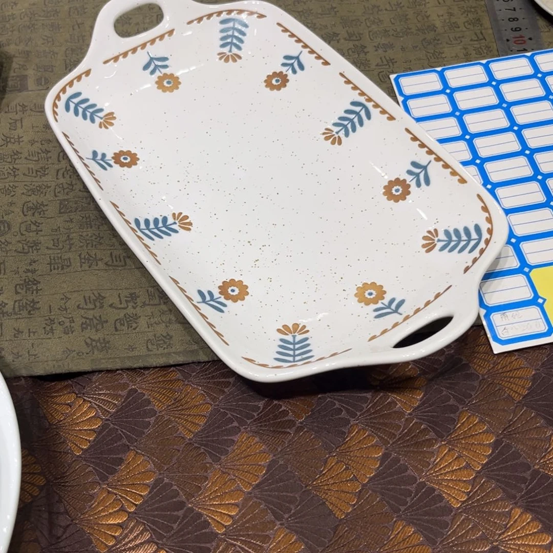 瓷景德镇粗陶复古盘碗微瑕