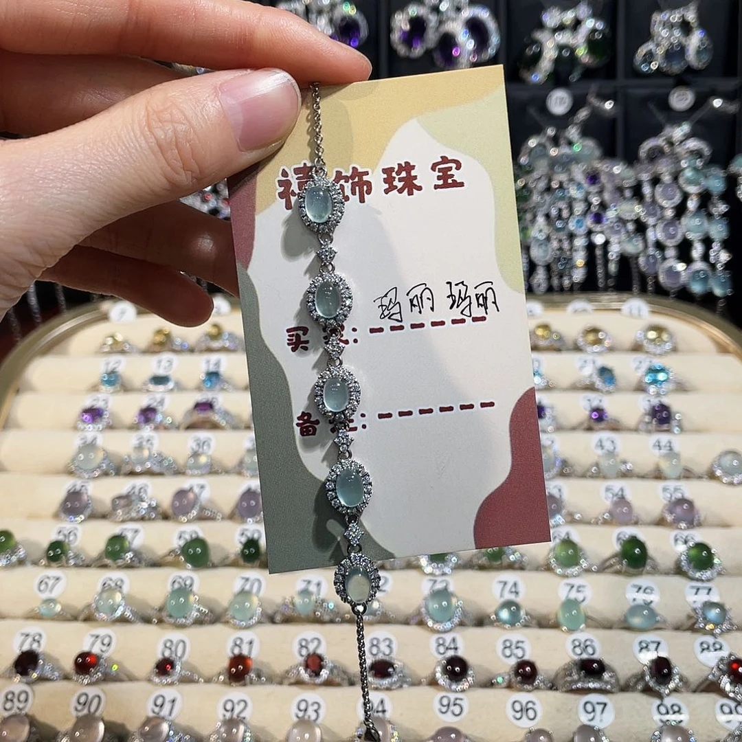 玛***.蛇纹石玉银S925镶嵌手链手链