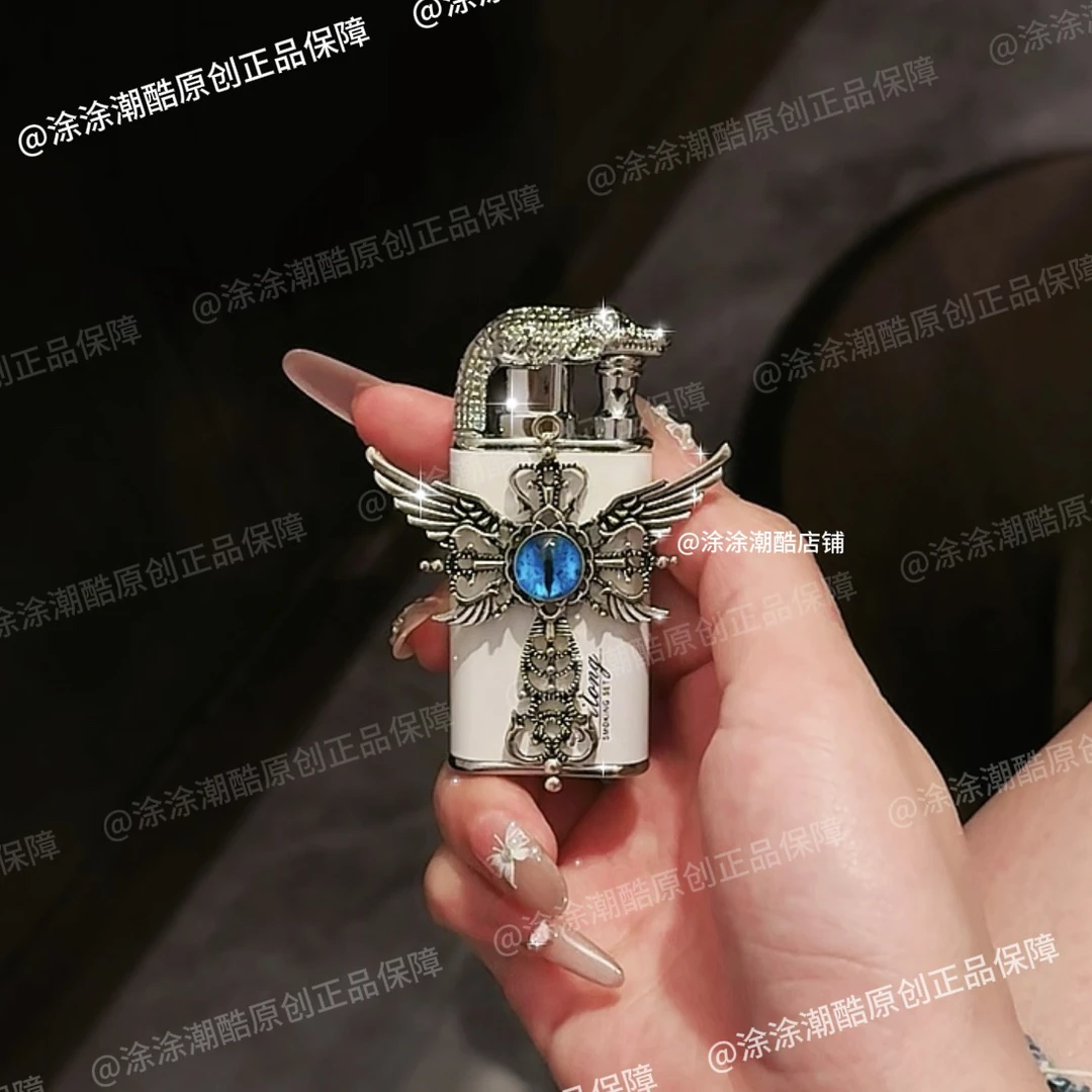 【涂涂潮酷正品】高奢克罗心蝴蝶奢华精美锌合金小众双火焰打火机礼