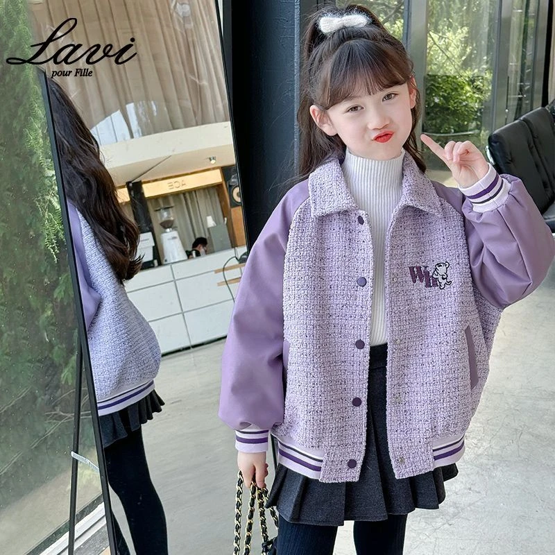 tm450004 女童棒球服冬季儿童夹棉外套秋冬冬装上衣加厚
