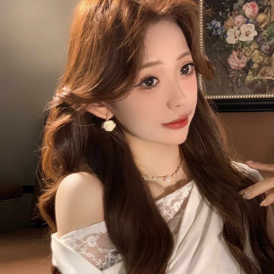 FULL GIRLISH耳环01451双面山茶花耳饰耳钉