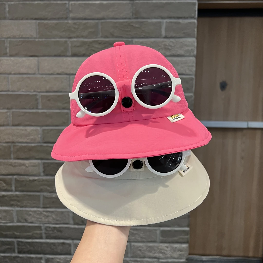 【薄】夏日多巴胺速干儿童可拆眼镜渔夫帽薄款男女童遮阳防晒太阳帽