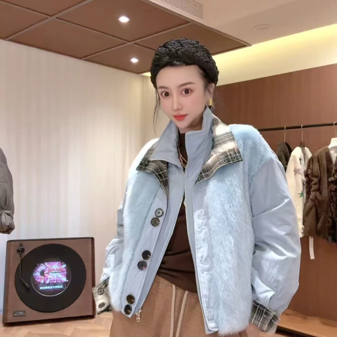 郭夫人 | 2025高端轻奢时尚经典鹅绒拼貂女外套-25590彩