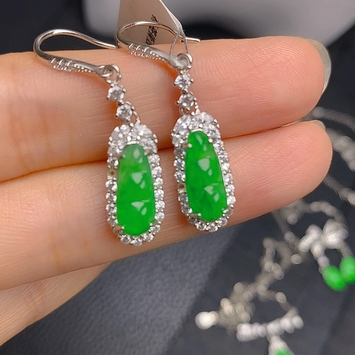 翡翠银S925镶嵌耳饰