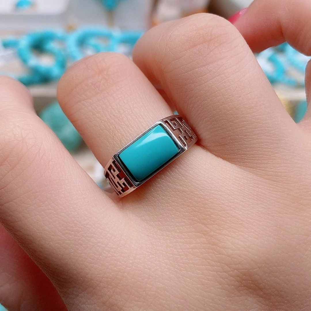 绿松石戒指银S925镶嵌