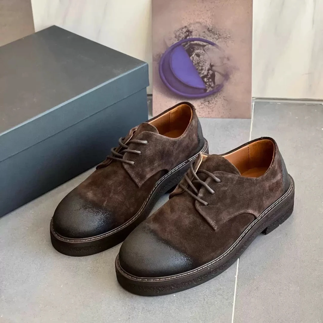“马赛德比”意大利手工复古做旧厚底英伦风系带小皮鞋出游百搭鞋子