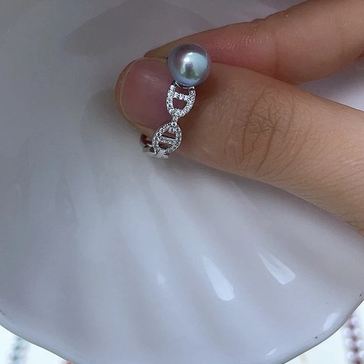 海水珍珠戒指银S925镶嵌