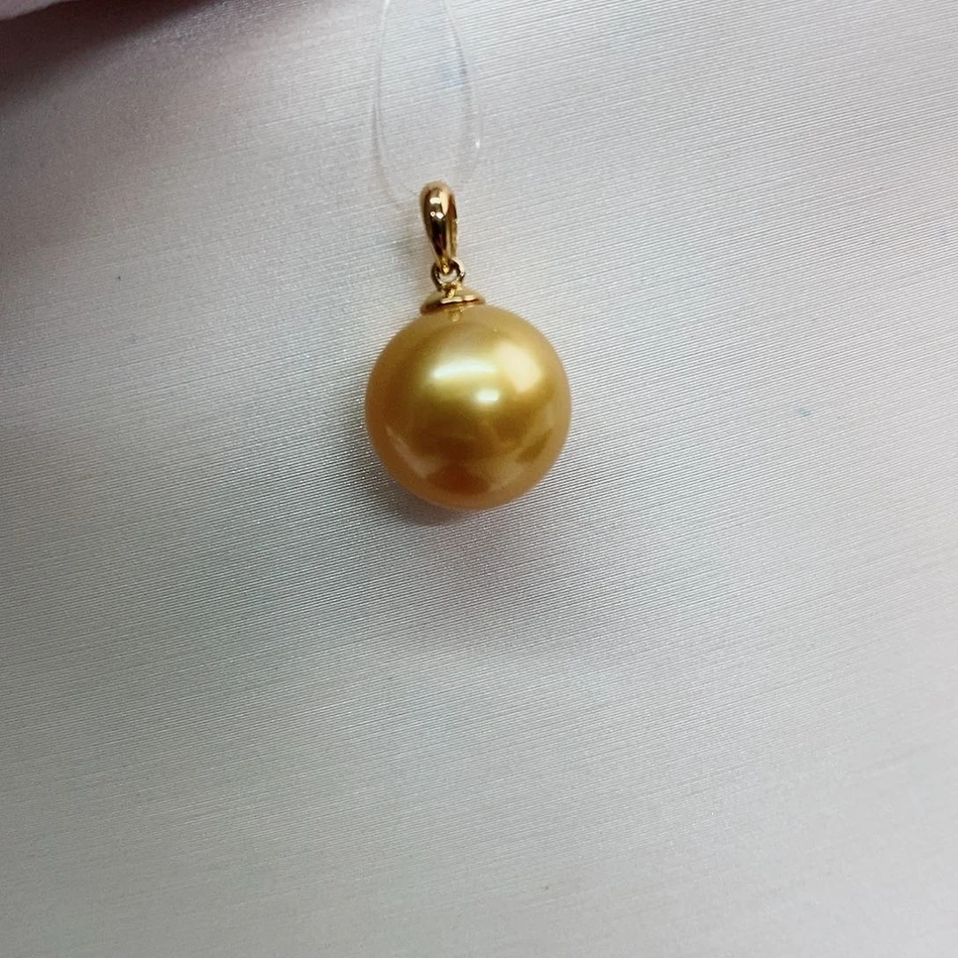 吊坠(不含链)18K金镶嵌海水珍珠10-11