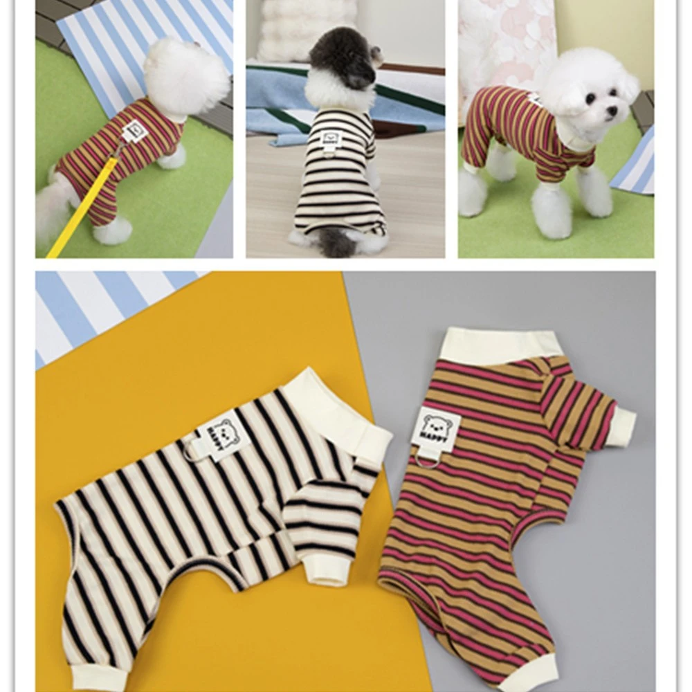 宠物服装小型犬狗衣服猫咪秋冬保暖舒适新款25皮标熊条纹四腿