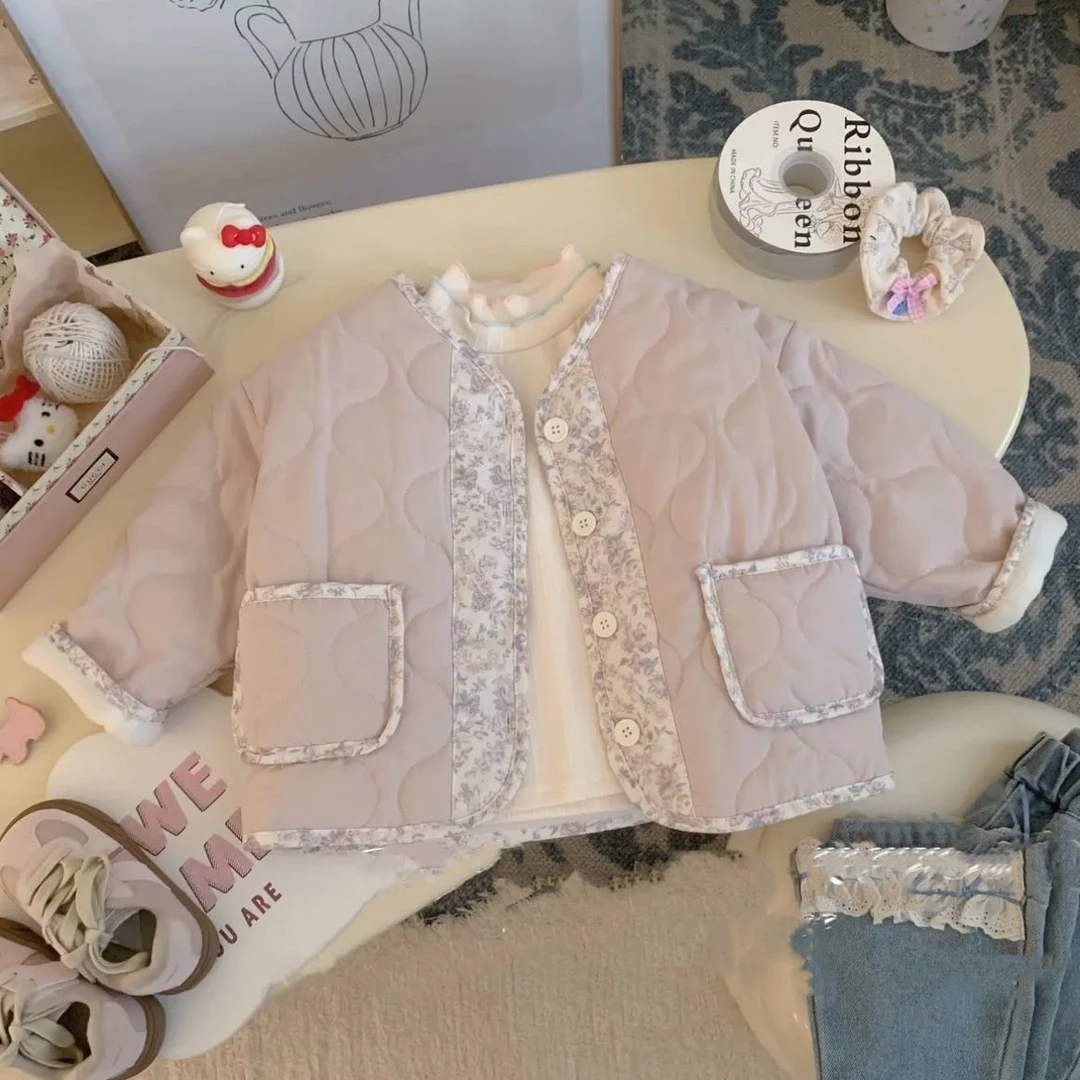 女童2025秋冬季加厚洋气可爱棉服韩版时尚棉服女宝小香风加厚外套