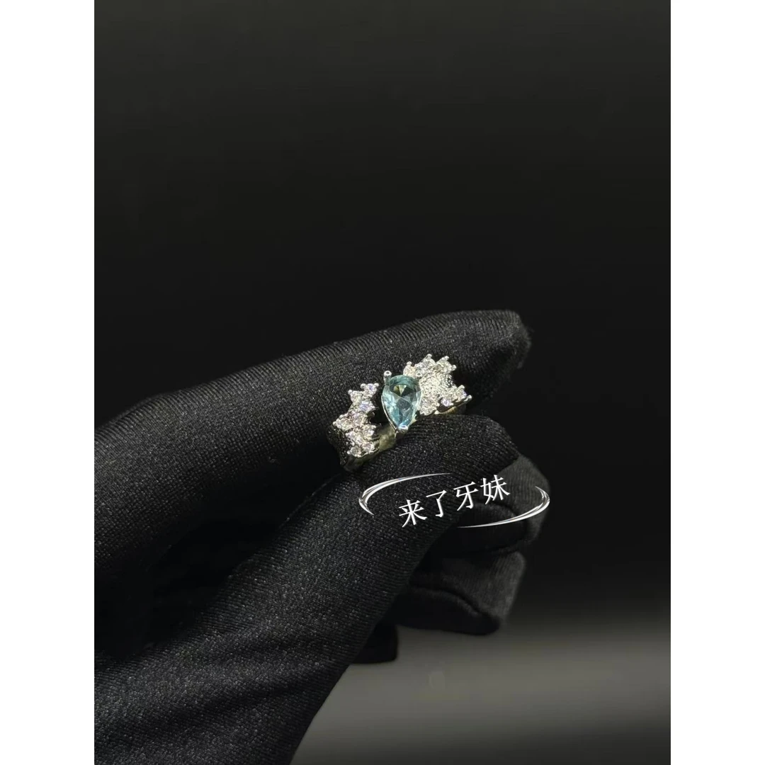 铜合金戒指 YM【蓝锆戒指JZ117】设计感轻奢时尚气质精致