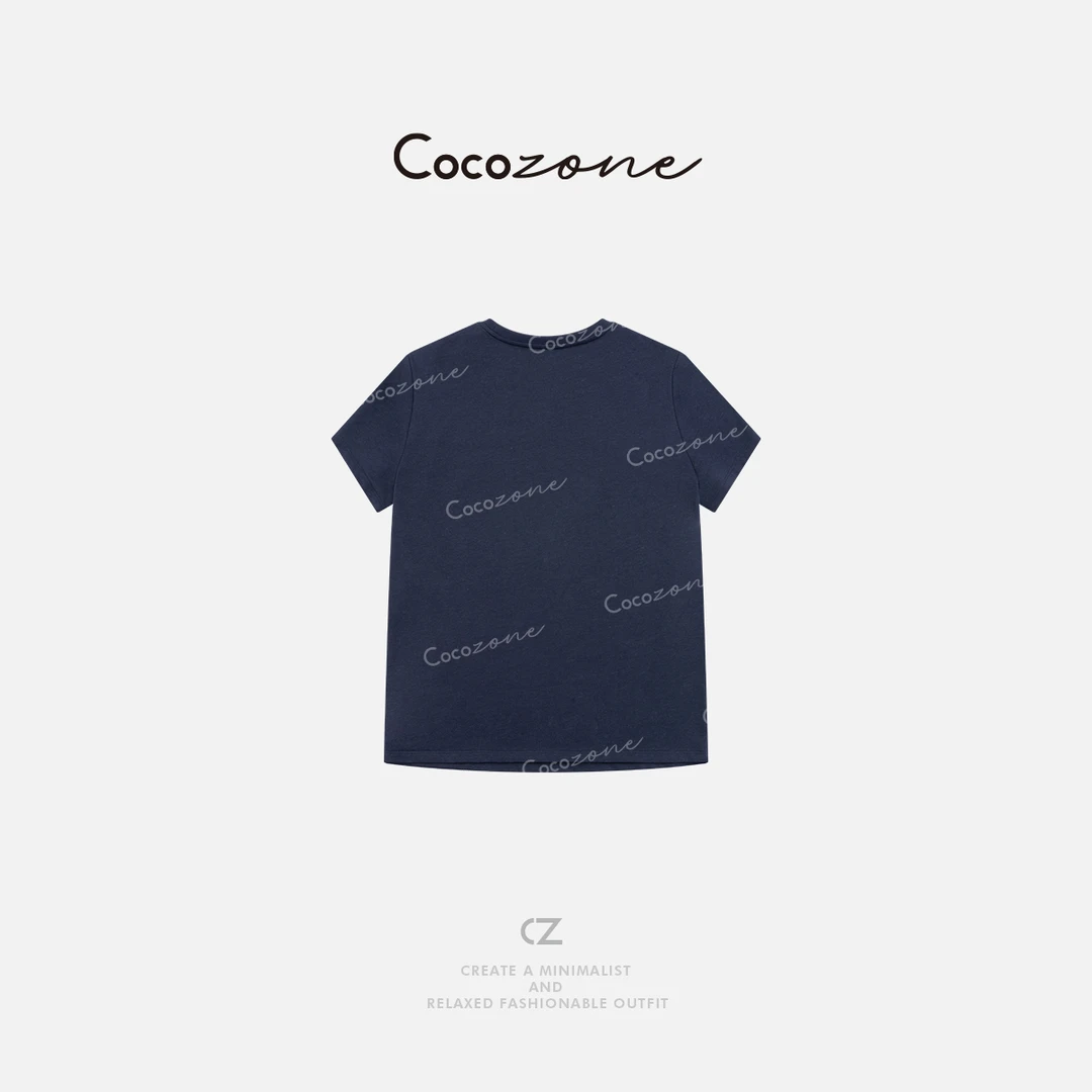 COCO ZONE刘一一 【大麻桑蚕丝混纺】圆领简约居家短T恤CD1A0610