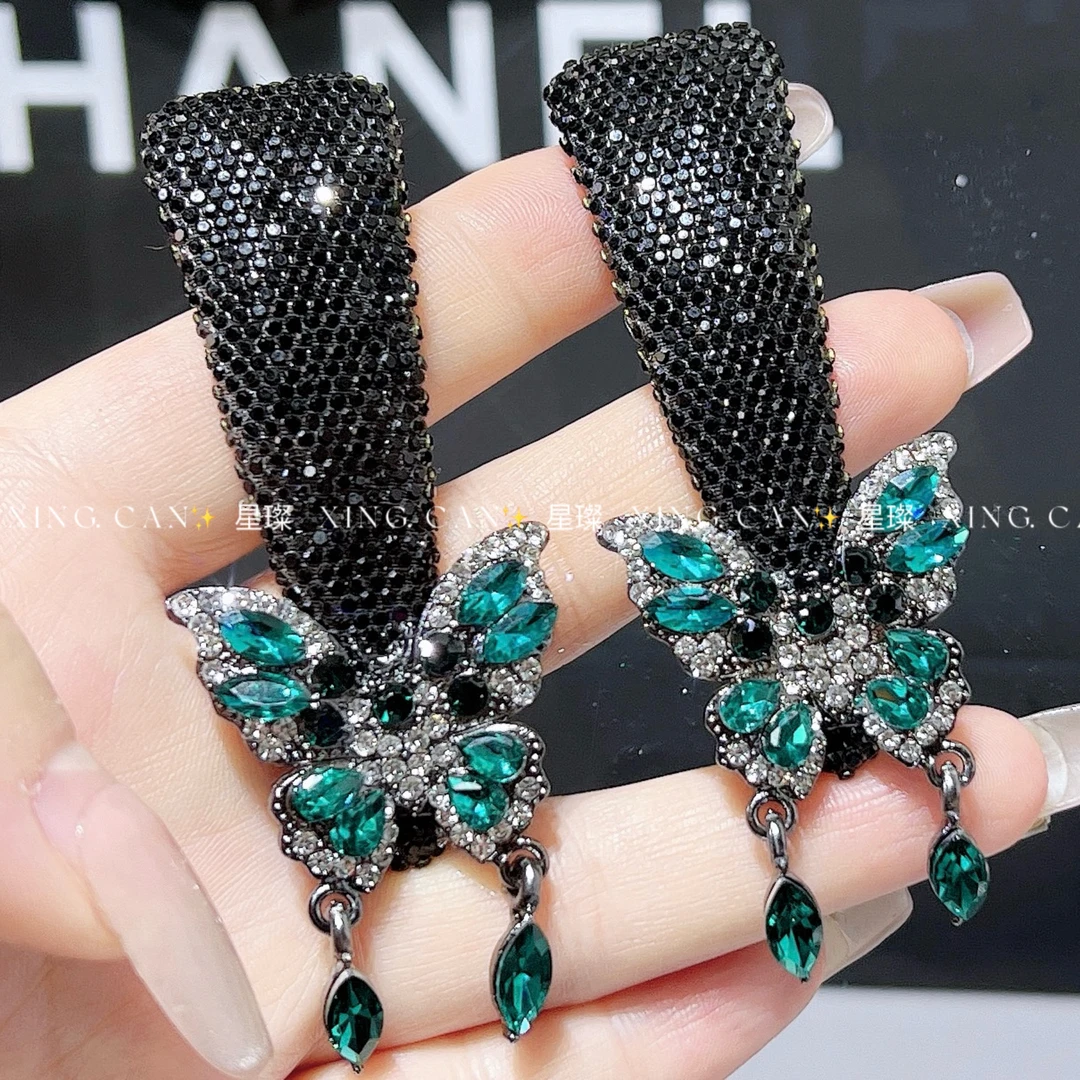 绿蝴蝶发夹BB夹极简风森系女发饰头饰百搭复古设计师