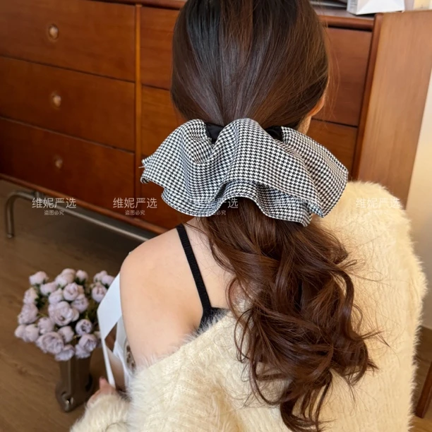 欧尼同款条纹超大裙摆 正面看得到韩系裙摆发圈网红氛围感大肠圈