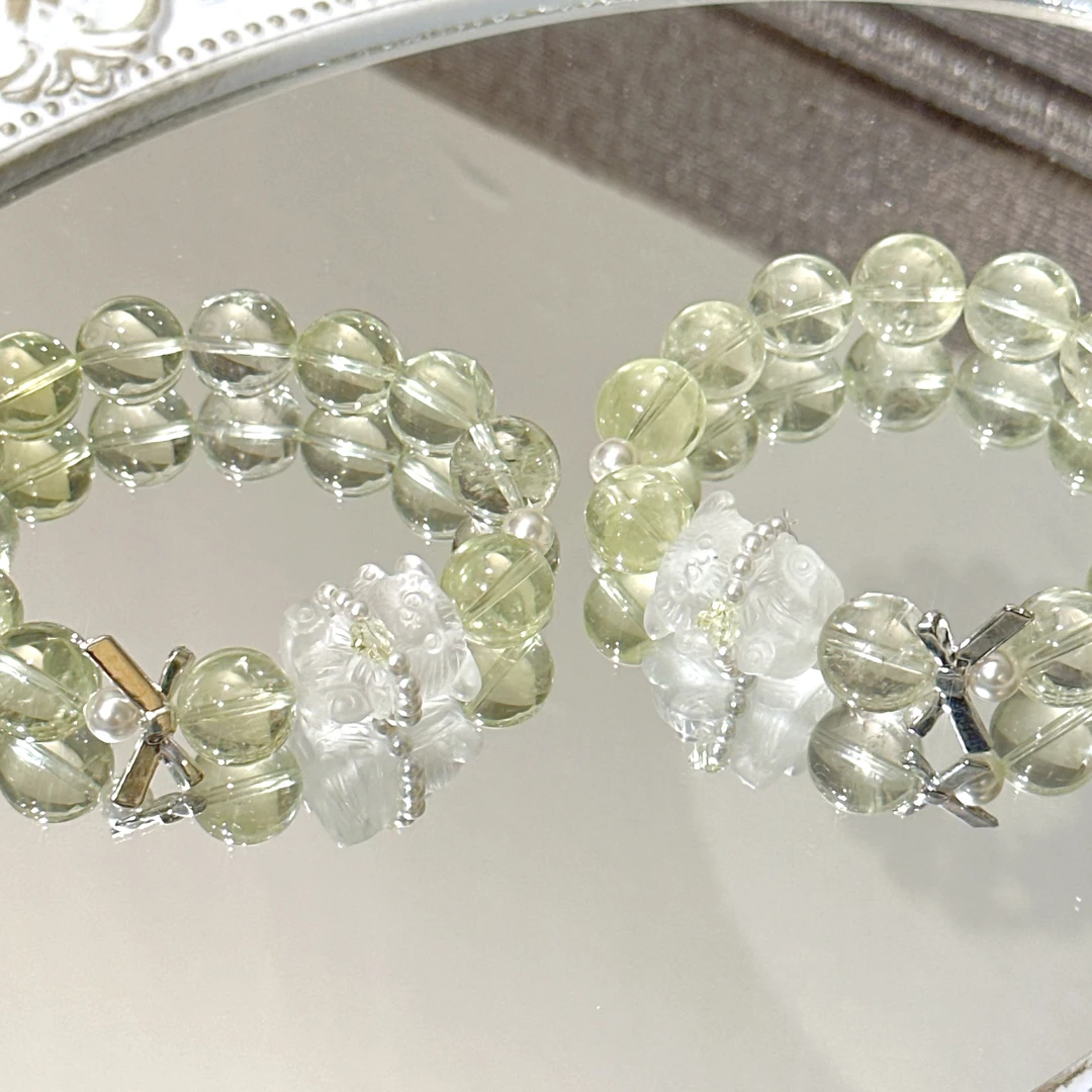 SG2320-［青柠冰块熊］黄水晶白水晶手串均有瑕色差多样发