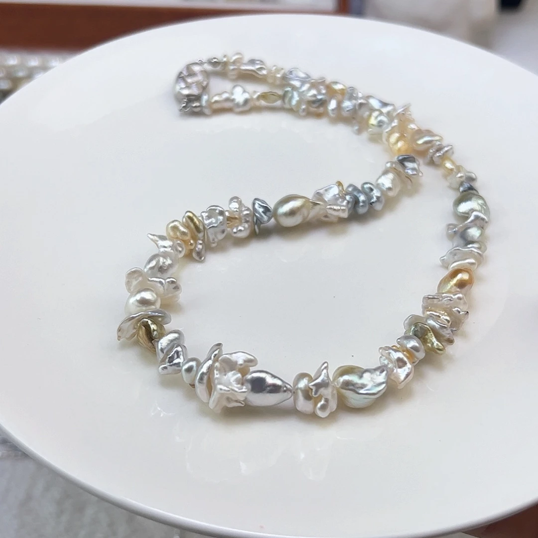 啦***啦海水珍珠银S925镶嵌颈饰