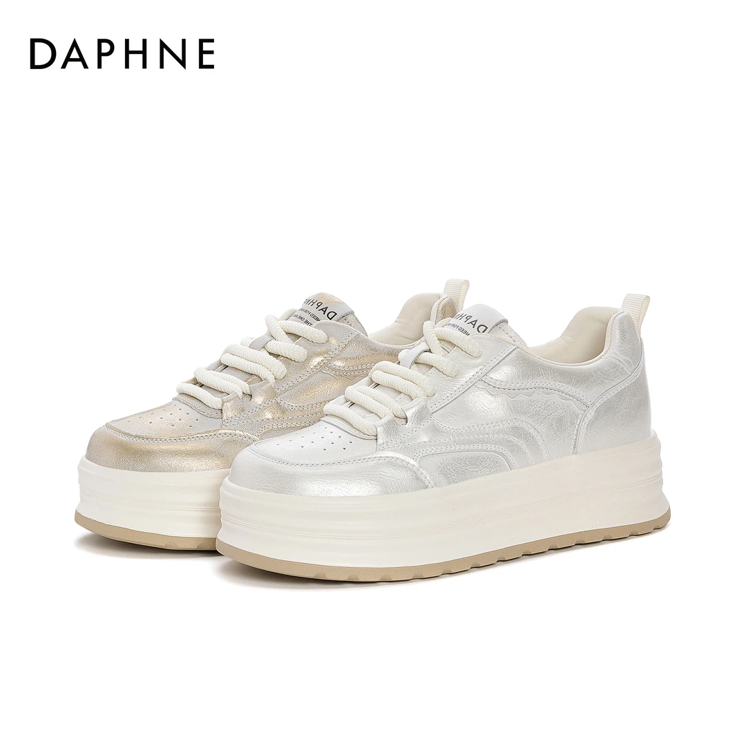 达芙妮2025年新款增高小白鞋女春季潮流百搭休闲厚底学生低帮板鞋