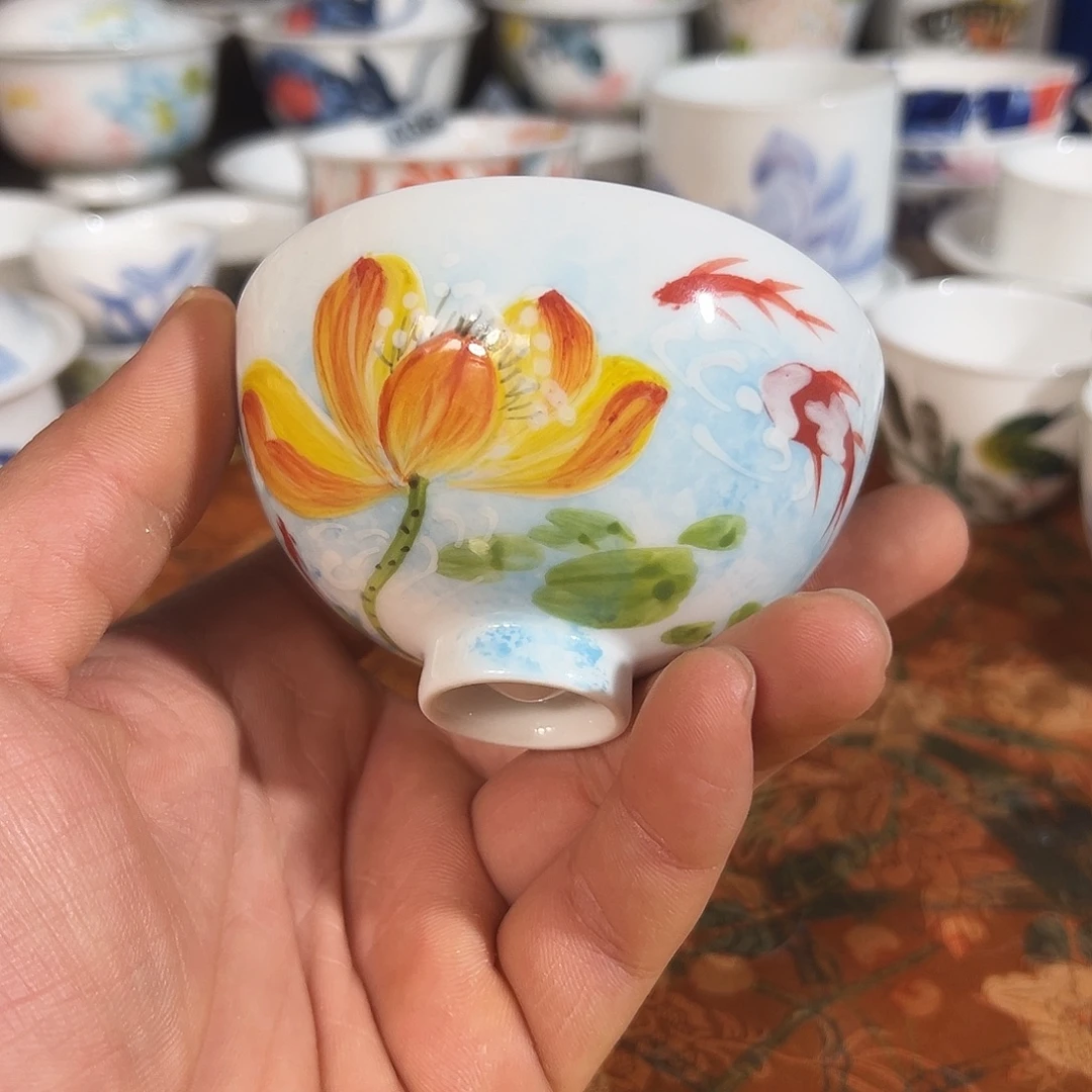 陶瓷景德镇高温釉下陶瓷手工单杯