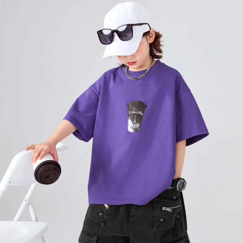 男童夏装短袖t恤2025新款中大童帅气男孩宽松儿童上衣夏季薄款潮T