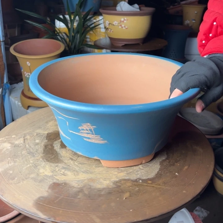 紫砂33蓝票口花盆