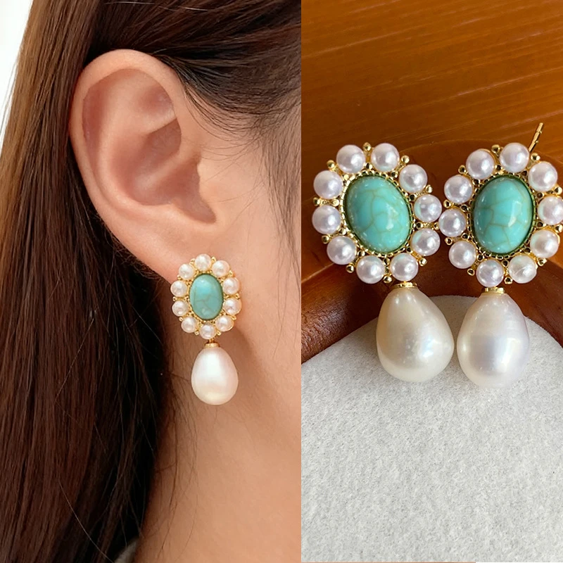 纯铜耳饰 老钱风耳钉法式轻奢简约精致耳钉复古古典风耳环女845