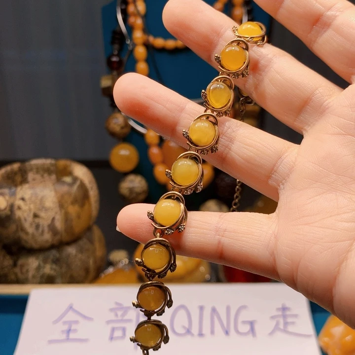 手链琥珀未镶嵌波兰设计款琥珀蜜蜡