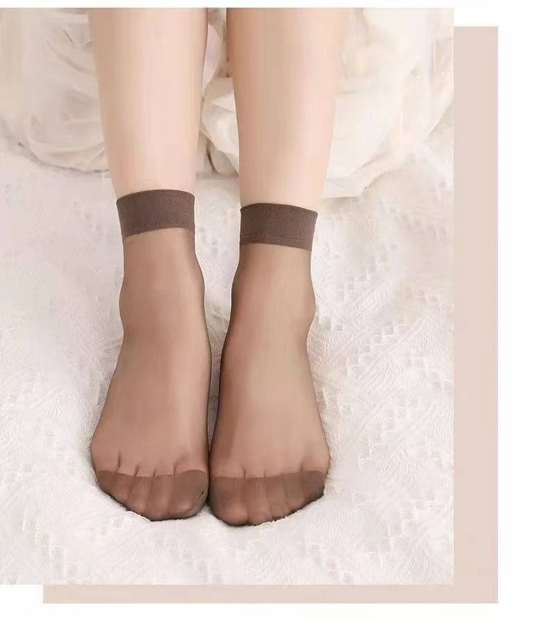 女士袜子短袜水晶丝超薄透气加固防勾丝纯色透明丝袜W暇