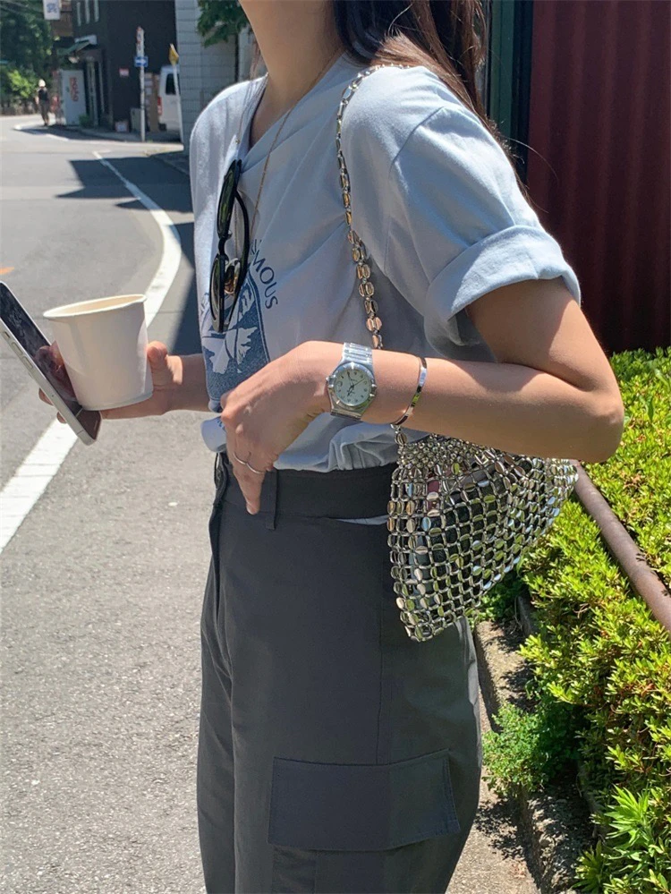 【粉风】东大门. art甜美少女圆领柔软海岛度假短袖印花T恤