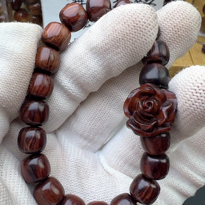 木海南红降满纹黑金1.0老型珠精品